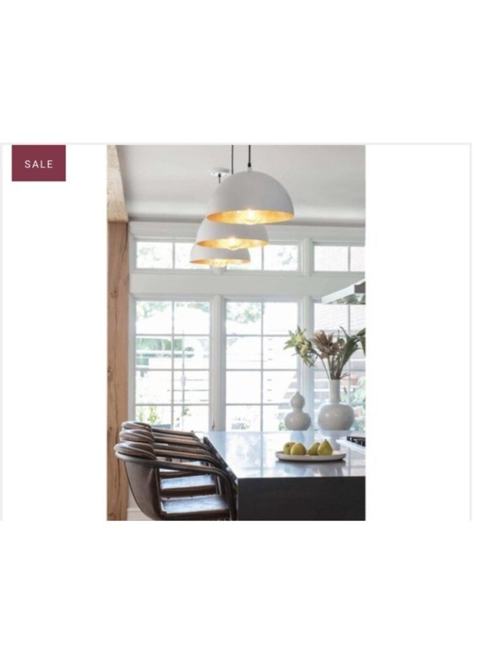 Regina Andrew Sigmund Small Dome Pendant Light (15” W)-White & Gold - Picture 2 of 11